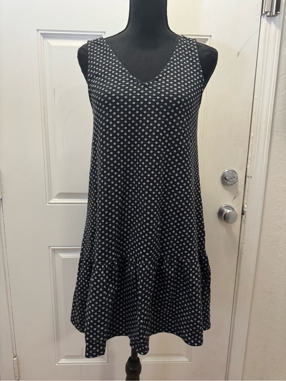 LOFT Black & White Polka Dot Midi Dress 0469